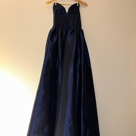 Lucy in The Sky Corset Strapless Gown Dress in Navy Blue - Picture 2 of 6